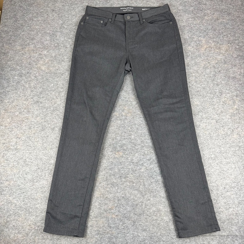 Banana Republic Travel Jean Athletic Fit Pockets Cotton Blend Gray Mens 30x32